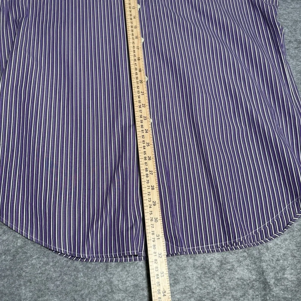 Polo Ralph Lauren Shirt Men 16.5  34/35 Curham Classic Fit Purple Stripe Dress